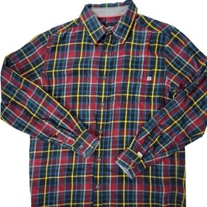 Marmot Men's Button Up Red And Blue Plaid Flannel Shirt Size M.